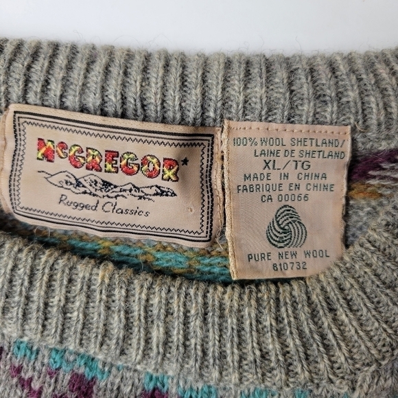 VINTAGE McGregor Shetland Wool Sweater XL - Picture 8 of 13